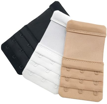 MYHOGOOD 3 Pcs Women's Bra Extenders, Soft and Comfortable Elastic Bra Strap Extender, 3 Rows 3 Hooks Bra Extensions for Pregnancy, Breastfeeding, Weight Gaining, Bra Shrinkage