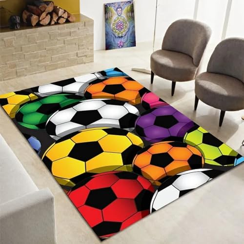 Teppich Wohnzimmer Teppich Kurzflor Modern Design rutschfest Waschbar Teppich Für Schlafzimmer Bodenmatte Innen Und Außen Teppich Fußball-Rugby-Sportthema 60 X 90 cm / 23,6 X 35,4 Zoll -7L0J2M8B