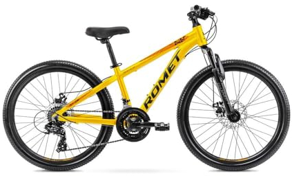 Romet 24 Zoll Rambler Mountainbike 21-Gang Kettenschaltung, Scheibenbremsen, Alurahmen Gelb-Orange