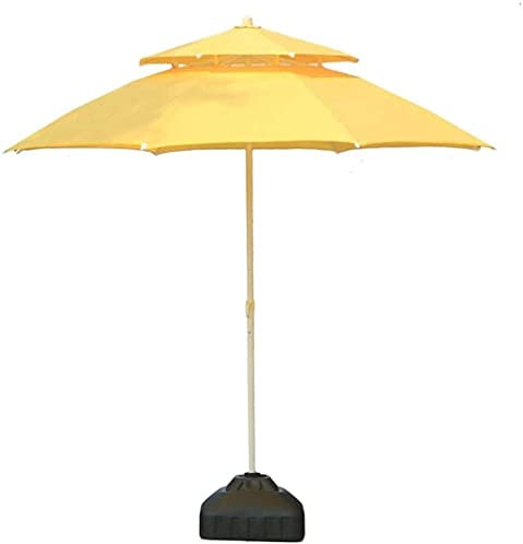 Gartensonnenschirm, Sonnenschirm, Gartensonnenschirme, Doppeldach, Terrassenschirm, Outdoor-Sonnenschutz für Strand/Pool/Gartenschirme, runder Sonnenschutz, wasser-/UV-beständiger Marktschirm (gelb, 7