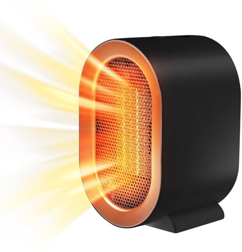 Weinsamkeit Stufetta Elettrica Basso Consumo, Termoventilatore 800W/1200 W, 2 Modalità, Protezione da Surriscaldamento e Ribaltamento, Riscaldatori Portatili Silenziosi Istantaneo - Nero