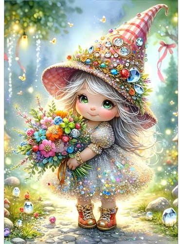 GDYEEH 5D Elfenmädchen Diamant Painting Pictures, DIY Blumen Diamant Art Painting Kits,Fantasie Diamond Painting Set for Adults Anfänger, Mosaic Making, Diamond Painting for Home Decor 30x40cm