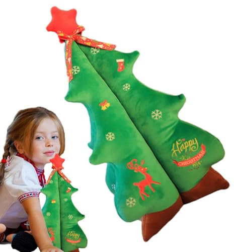 Fravsiu Weihnachtsbaumkissen | Weihnachtsbaumkissen | Plüsch-Weihnachtsbaumspielzeug | Plüschkissen aus Plüsch, Weihnachtsbaum aus bequemem Plüschstoff für Sofa, Auto, Balkon, Kinderwagen