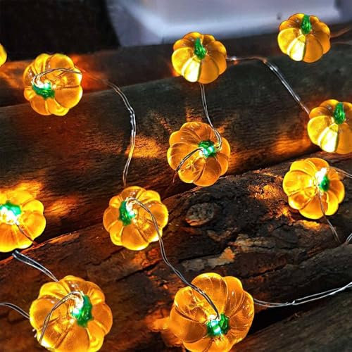 Halloween Pumpkin String Lights, Battery Operated Halloween Fairy Lights, Pumpkin String Lights, Waterproof Outdoor Pumpkin Lights for Halloween Theme Party, Window, Autumn Decorations (2M 20 LED)