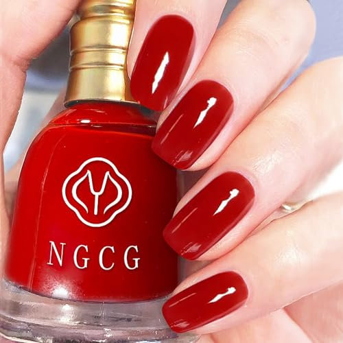 Bright Red Nail Polish - Rose Red Nail Varnish - 15ml Ruby Red Long Lasting Nail Polish - Oil Based Formula Breathable Nail Varnish for Women Girls Holiday Party
