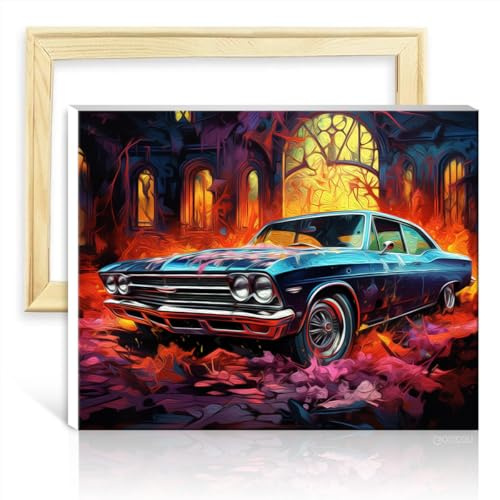 TANGFEIY Kit de peinture à l'huile Peinture par numéro Peinture de voiture Toile DIY Peinture à l'huile numérique Adultes Débutant Art Peinture par numéro pour adultes Sans cadre (30x40cm)
