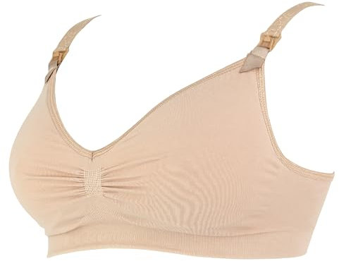 Cache Cœur - Brassière d’Allaitement - Beige - Confort supérieur - Coques Amovibles et Clips Pratiques (FR/ES, Alpha/Lettres, Grand, Taille Normale, Taille Normale, Beige)