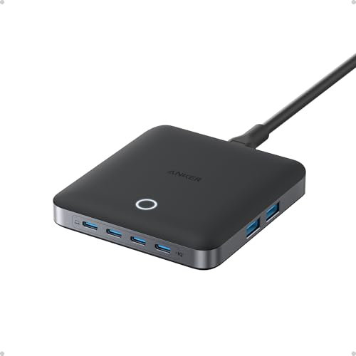 Anker Nano Ladegerät, 6-Port-Ladestation mit 130W Ausgang, 4 USB-C und 2 USB-A Ports, kompakt und stilvoll, für iPhone 16/15/14 Serie, iPad, MacBook, Pixel, Galaxy und mehr