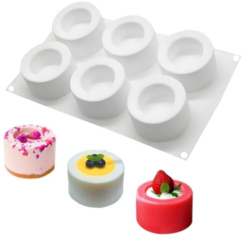 Moldes redondos de silicona para chupito de chocolate, 6 cavidades, para vaso de chupito, galletas, caramelos, mousse, postres, pudín