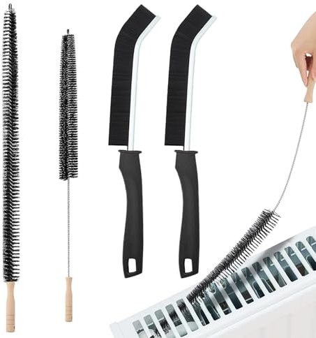 4 PCS Radiator Cleaner Brush, Crevice Cleaning Brush,Window Cleaning Brushes, Radiator Brushes For Cleaning, Radiator Brush, Bathroom Cleaning Brush, Easy Cleaning of Home and Office