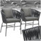 TecTake® Set of 2 Garden Chairs in Modern Rope Design with Thick Cushions & Water-Repellent Covers, Armchair Set with Sturdy Steel Frame, Ideal Patio, Balcony & Garden Furniture Set - Dark Grey