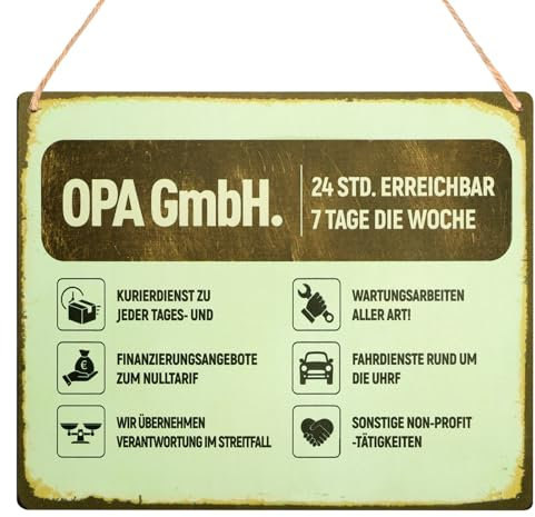 Opa Geschenk Geburtstag - OPA GmbH. Schild aus Holz - Geburtstagsgeschenk für Opa - Lustige Geschenke für Weihnachten - Vatertagsgeschenke, Passend für Feiern & Heimdekoration