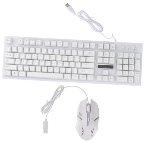 Mikinona Ensemble Clavier et Souris Gamer USB Lumineux Ergonomique Clavier Mécanique Filaire Souris pour Pc Matériau à l'usure Design Créatif Couleur Personnalisable