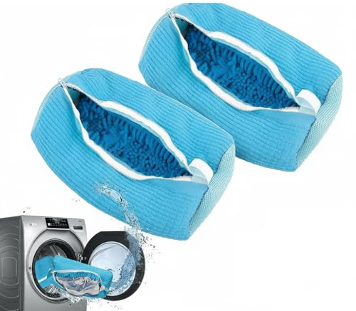 2 PCS Trainer Washing Machine Bag, Shoe Washing Machine Bag Trainer Shoe Bag Laundry with Zips 360°, Cleaning Shoe Dryer Laundry Shoe Bag, Reusable, Shoe Washing Bag for Washing Machine and Dryer