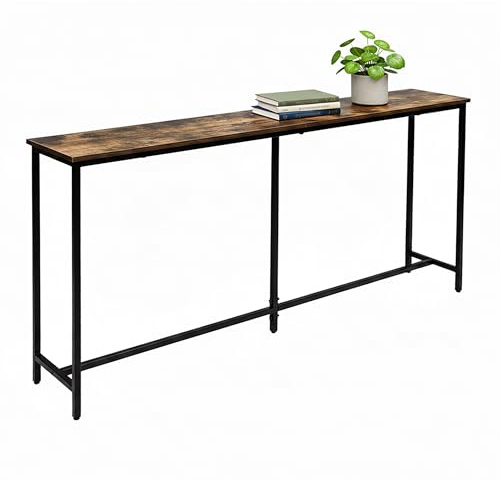 Relaxdays Konsolentisch, HxBxT: 80,5x160x20 cm, Industrial Ablagetisch breit, Flur & Wohnzimmer, Metall & MDF, Farbwahl