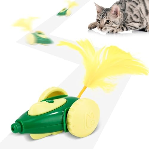Migipaws Interaktives Katzenspielzeug, elektrisch bewegliche Maus | Mit weichem Federn,Intelligenter Sensor,,wiederaufladbares Katzenspielzeug selbstbeschäftigung