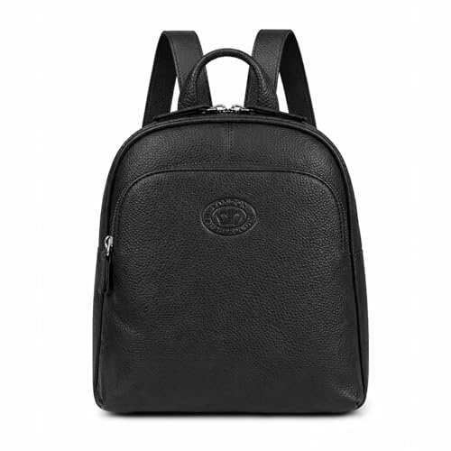 Woodland Leathers Womens Backpack Leather Small Rucksack Bag for Women Mini 100% Genuine Leather Backpack Handbag Fashion Travel Daypack with Convertible Zip-Strap (Black, Small)