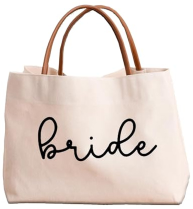 Borsa da sposa bianca per donne, Tote bag bride per addio al nubilato, bridal shower, fidanzamento – Borsa a spalla, borsa shopping, regalo per la sposa – Adatta per viaggi, spiaggia, vacanze