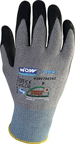 Handschuhe Gr. 9 NOW Flex Nylonstrickhan m. Nitrilbesch. schwarz ohne Noppen