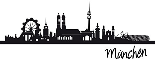 GRAZDesign Wandtattoo Skyline München Wohnzimmer Büro Wandaufkleber - 79x30cm / 070 schwarz