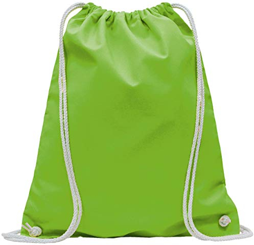 Baumwoll Turnbeutel 1 Stück 38 x 42 cm Sportbeutel - Rucksack Stofftasche Bag, Beutel, Baumwollbeutel, Jutebeutel OEKO-TEX® geprüft Stoffbeutel Damen & Herren, Kinder Gym Sack zum bemalen in Hellgrün