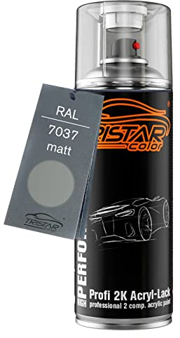TRISTARcolor RAL 7037 Staubgrau mat Bombe de peinture acrylique 2K aérosol peinture à vaporiser peinture à pulvériser 400 ml séchage rapide