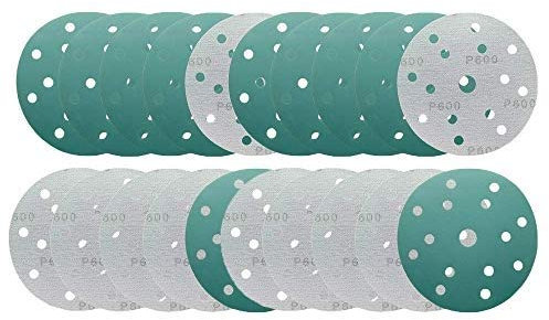 TOOLDO 20PCS 6 150mm Sanding Discs Pads 15 Hole Sandpaper Hook & Loop 800 Grits