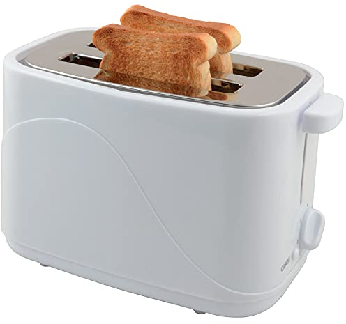 Slabo Automatik Toaster mit Brötchenaufsatz | Röstaufsatz | Stopp-Taste | 7 Bräunungsstufen | 700W | Edelstahl | Kunststoff - Weiß