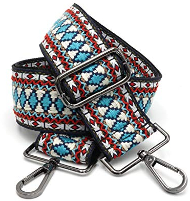 BENAVA Taschengurt Boho Muster Schulterriemen für Taschen 75-135 cm mit Karabiner in Farbe Schwarz | Schultergurt für Taschen mit Strickmuster als Ersatz für Taschenhenkel Taschenriemen Taschenkette