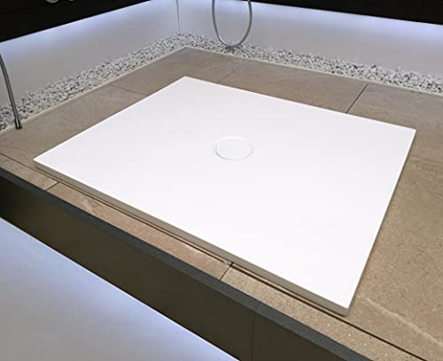 Piatto doccia 70x100 rettangolare ceramica bianca Uniko Azzurra, piletta bianca