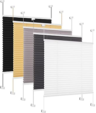 Eurohome Plissee Weiß 75x200cm klemmfix ohne Bohren Easyfix für Fenster und Türen