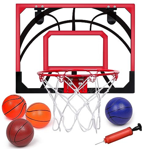 LOYO Basketball Hoop for Kid , Mini Basketball Hoop for Door with 4 Balls and Net , Indoor Outdoor Sport Games for Boys Girls
