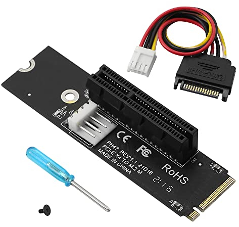 CERRXIAN M.2 NGFF zu PCIE X4 Slot Riser Karte, M Key M.2 2260 2280 SSD Port zu PCIE Adapter Konverter mit SATA Netzkabel für BTC Miner Mining