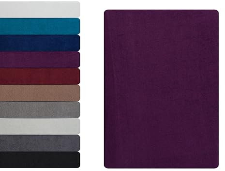Frottee Boxspringbett Spannbettlaken Spannbetttuch 180 - 200 x 220 cm, Bettlaken 80% Baumwolle - 20% Polyester, Kuschelig Weich und Warm, Matratzen bis 35 cm, OEKO-TEX MADE IN GREEN, Aubergine