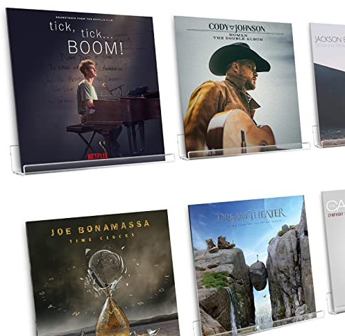 LileZbox Acrylic Clear Album Record Holder Display 6 Pack, Vinyl Record Shelf Wall Mount in Office Home (12''(4 x 30 x 4cm)