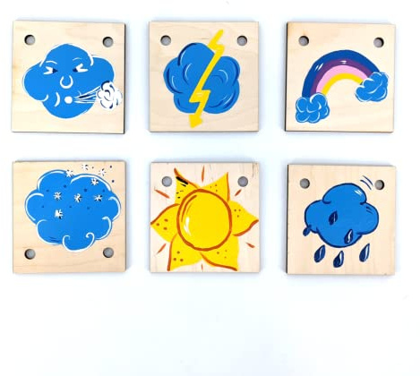 Kalender Holz Handarbeit immerwährend Holzplättchen Personalisiert Individuell Kindergarten Kita Schule Gruppe (Addon, Wetter)
