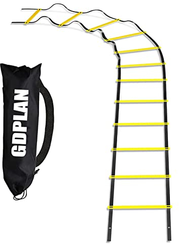 GDPLAN Scala di coordinazione da calcio, 3 m, 6 pioli, scala di coordinazione, calcio, agilità, scala di allenamento, baseball, calcio, velocità (giallo)