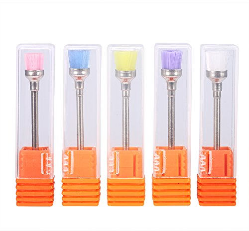 5pcs Nail Polish Clean Brush Head, Nail Polish Grind Drill Clean Brush Head for Electric Nail Drill Machine Nail Dust Remover