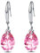 Orecchino da Donna in Argento Sterling 925 5A Rotondo Pera a Forma Quadrata con Zirconi Ciondola l'orecchino per la Signora Anniversario Regalo di San Valentino (Pera - Rosa)
