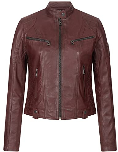 Rock Creek Kunstlederjacke Damen D-481 | Motorradjacke aus pflegeleichter Leder-Optik, markante Übergangsbekleidung für Frauen, Alltag, Freizeit und urbane Outfits