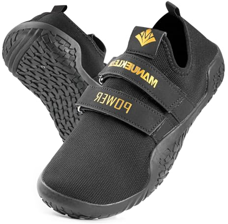MANUEKLEAR Deadlift Schuhe für Kreuzheben, Gewichtheberschuhe für Damen und Herren, Gewichtheben, Kniebeugen, Fitnessschuhe, Cross-Trainer, Barfuß, Gym, Training, Sneakers, Obsidian Black, 9.5-10