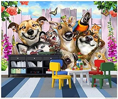 Karte Liebe Cartoon Garten Gruppe Lustige Hunde Selfie Wie Kinderzimmer Hintergrund Tapeten Wohnkultur Fototapete 3D Effekt Wohnzimmer Schlafzimmer Kinderzimmer-200Cm×140Cm