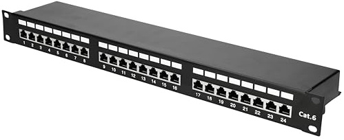 EXTRALINK Patchpanel CAT6 STP V2, Patchpanel 19 Zoll, 24 Ports RJ45, Rack 1U, Patchfeld, Netzwerk, 19 Zoll Rackeinbau Kompatibel, Modular, für Serverschrank Netzwerkschrank
