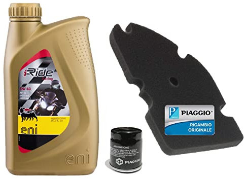 KIT TAGLIANDO FILTRO ARIA FILTRO OLIO + OLIO PER PIAGGIO MP3 125 - MP3 250 - MP3 300 ORIGINALE PIAGGIO 1L OLIO ENI 5W 40