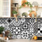 Tile Stickers for Kitchen DIY 28 pcs Self Adhesive Wall Tiles Bathroom Stick On Wall Waterproof Oil-Proof Art (15 x 15cm, 6 x 6 inch,10 x 10 cm,3.9 x 3.9 inch,20 x 20 cm,7.8 x 7.8 inch) (Black&White)