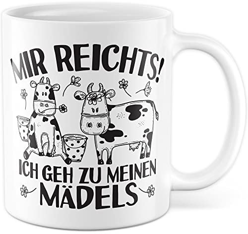 Kühe Tasse mit Spruch lustig Kuh Kaffeetasse Mädels Bäuerin Kaffee-Becher Rinder Kuhstall Tasse Kuhl Witz Tasse Humor Bauernfrau Bauernhof Tierhalter Tiere Landwirtschaft Landwirtin (Weiß/Weiß)
