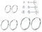 HUABOLA CALYN 6 Paar Ohrringe Sterling Silber 925 Set, Gesundheitsstecker Ohrringe für mehrere Piercings, Hypoallergen Knorpel Huggies Creolen für Damen Herren Mädchen-2/3/4/8/10/12mm