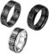 Flongo 3 Stücke Runenringe Set Fidget Ring 8mm Edelstahl drehbar Spinner Bandring Anti Angst Ringe mit Gravur Punk Wikinger Zappelring für Damen Herren Fingerring zu Geburtstag schwarz
