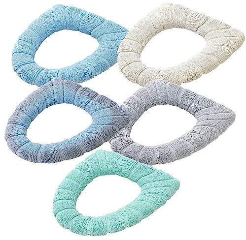 Linwnil Thicken Toilet seat Cover Cushion Pads Luxury Toilets Warm Toilet seat Covers Warm Toilet Seat Mat Super Warm Universal (5-Pack,Random Color)