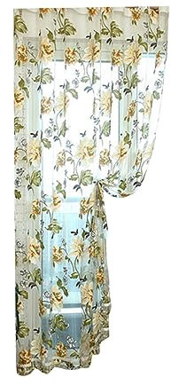 Angoily Transparente Gelbe Vorhänge Fenstergardinen Aus Voile Transparente Vorhänge Für Fenster Natürlicher Lichtdurchlass Privatsphäre Geeignet Für Wohnzimmer Und Schlafzimmer